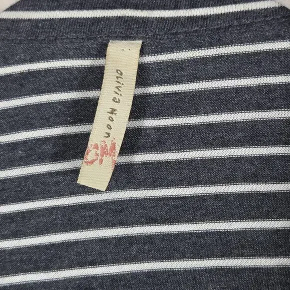 Olivia Moon Blazer Womens S Gray Striped Jersey Knit Open Front Jacket Made USA - Picture 5 of 10